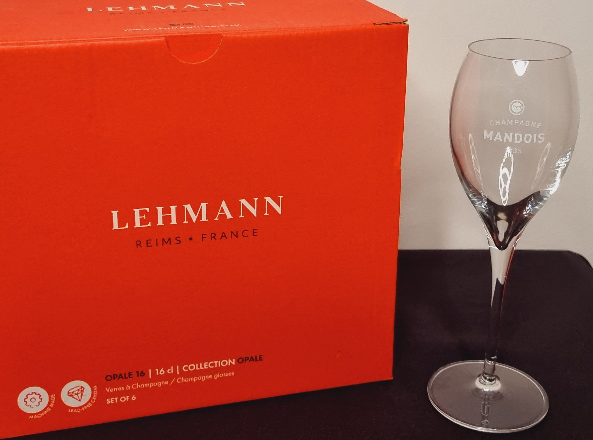 16 cl-es Lehmann pohárkészlet a Champagne Mandois számára – 22.500.-Ft