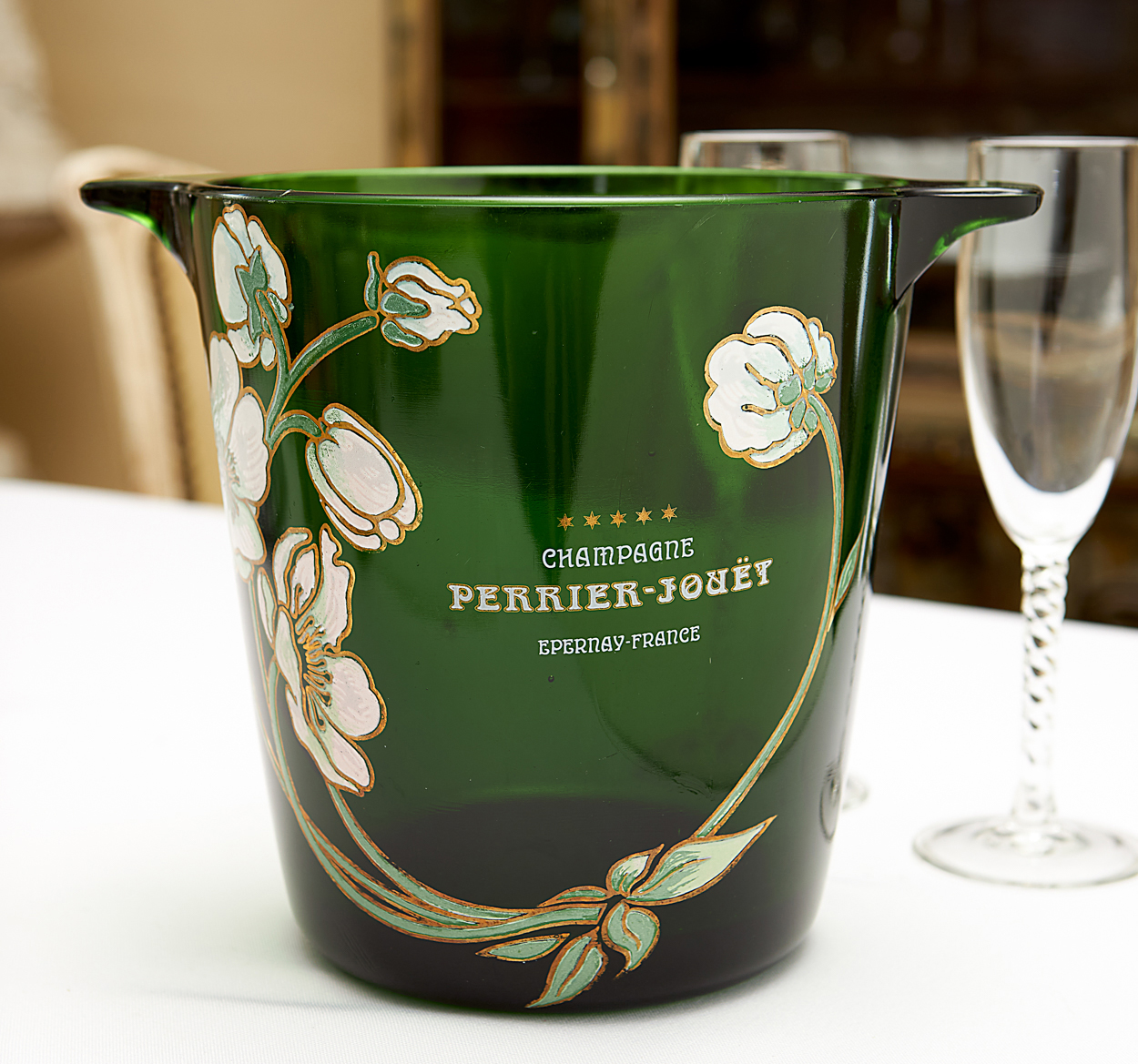 SOLD / ELADVA – Perrier-Jouët Champagne kézzel festett pezsgőhűtő a Belle Epoque sorozatból – 95.000.-Ft