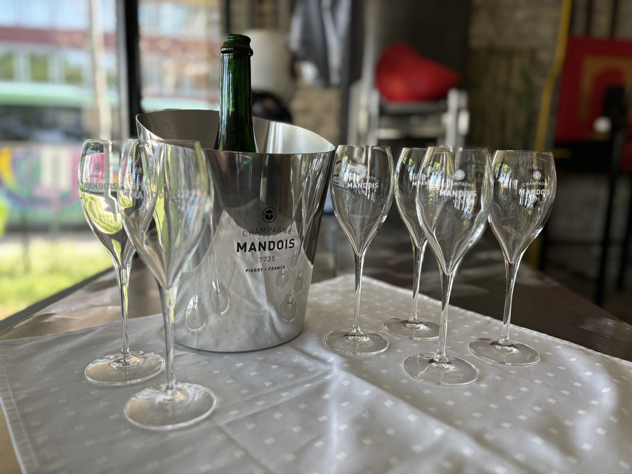 Mandois Champagne Party Set – Pezsgős jégveder 6 kóstolópohárral – Francia bárkellékek – 25.600.-Ft