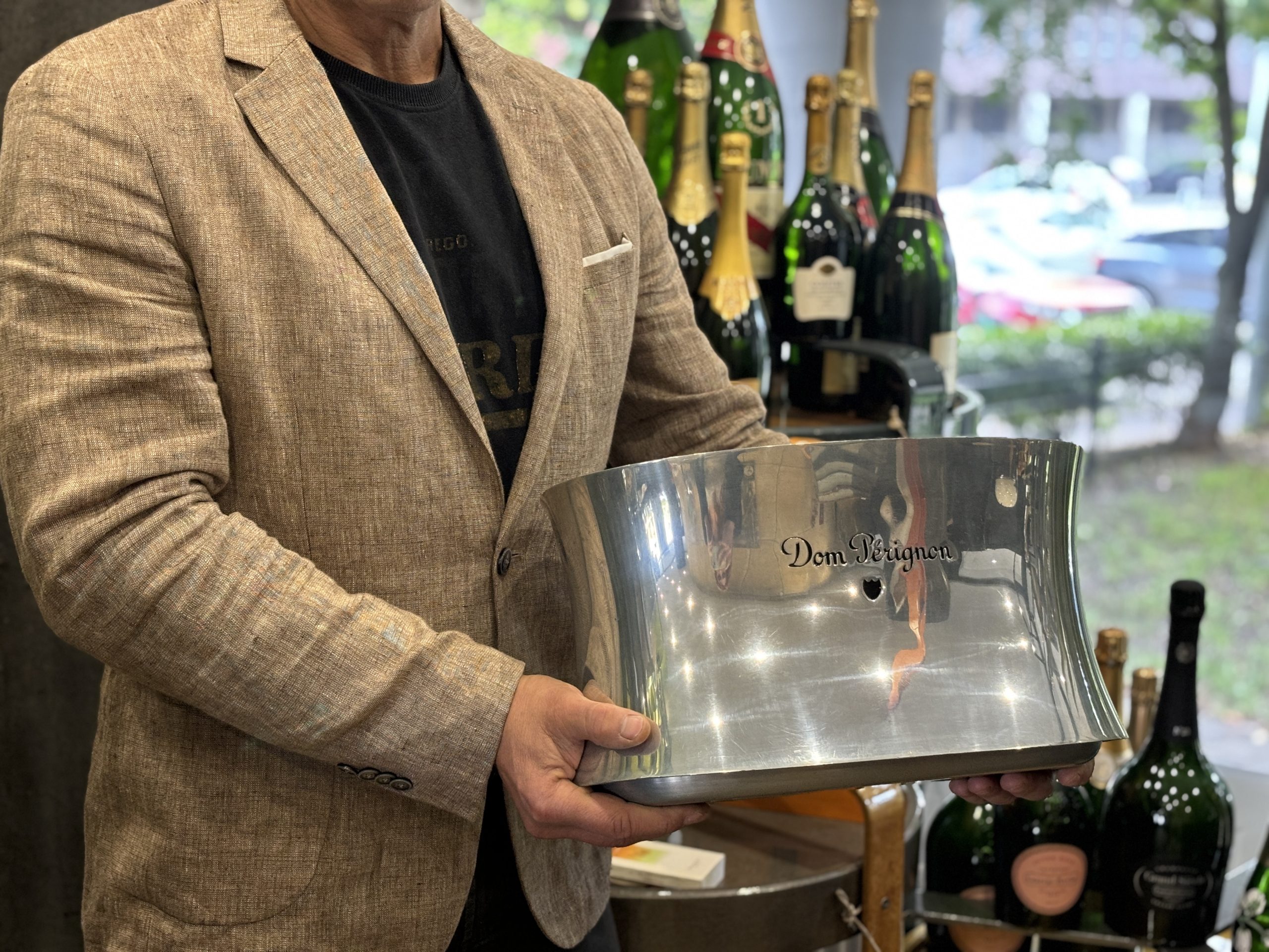 SOLD / ELADVA – Dom Pérignon Champagne dupla magnum pezsgőhűtő by Martin Szekely, Royal Sengalor Pewter ónöntvény – 321.900.-Ft