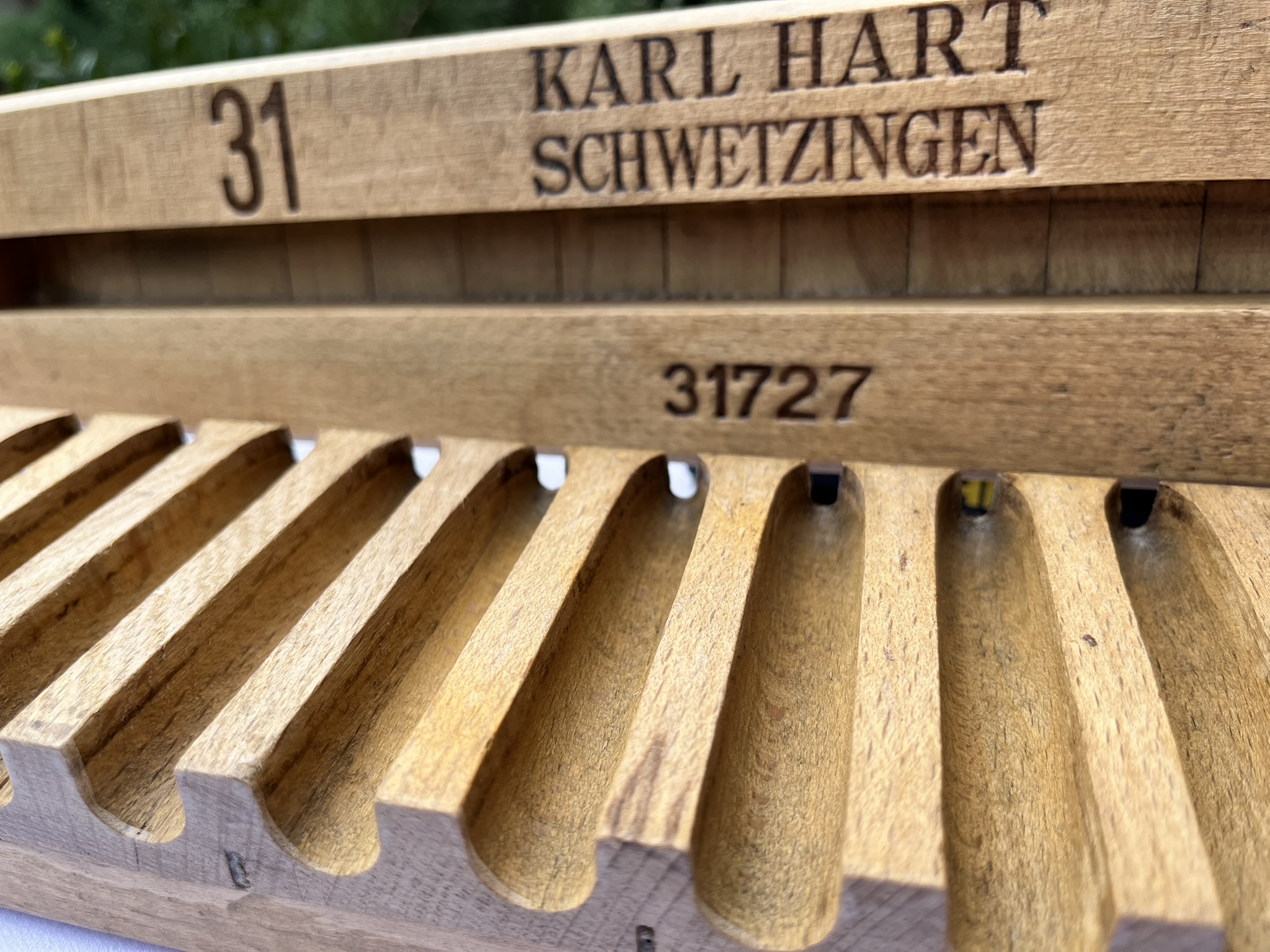 1960-as évekbeli szivarprés – Antik gyűjtői fa szivarminta, Karl Hart, Schwetzingen – ELADÓ