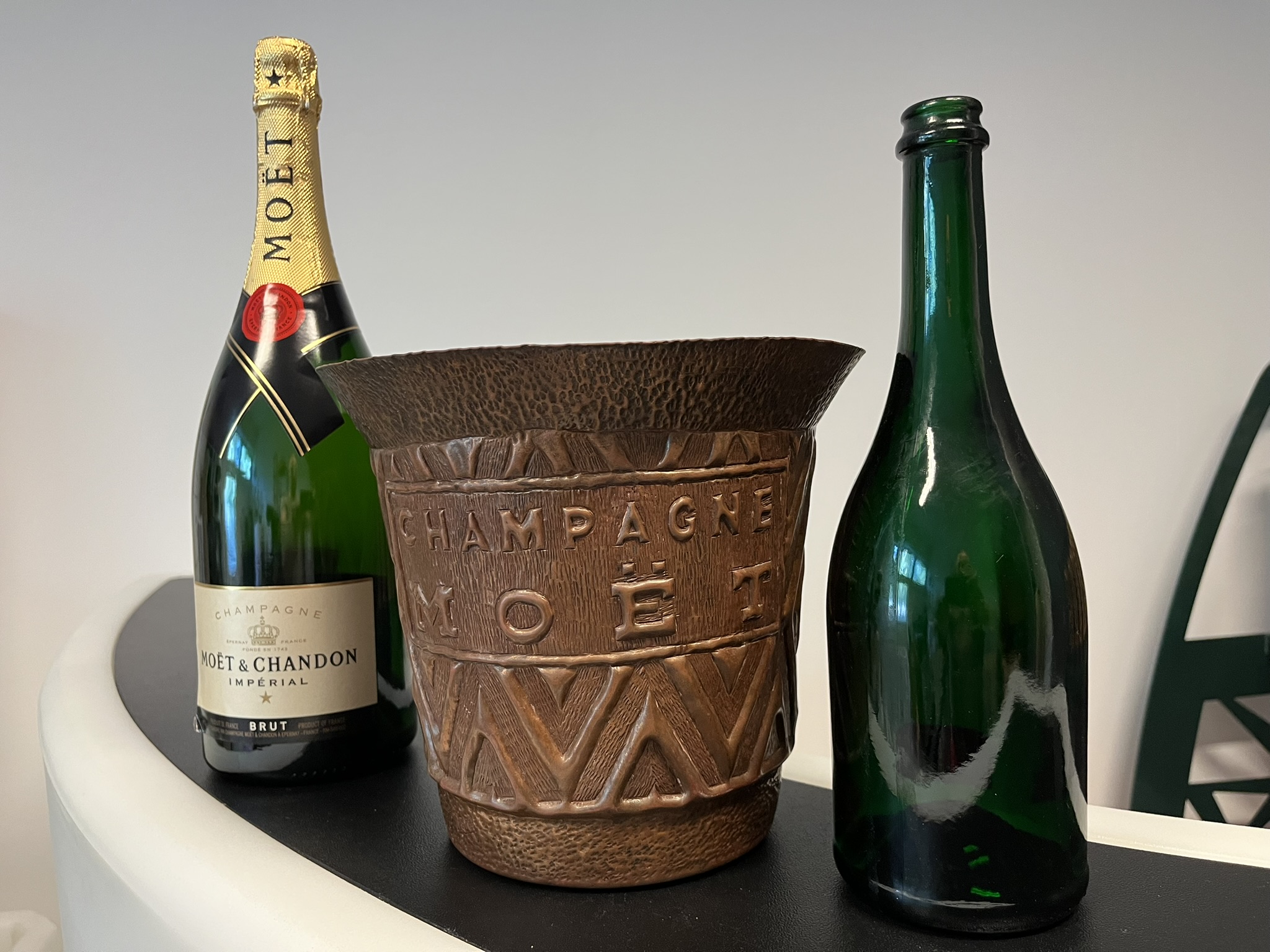 Art Deco stílusú réz pezsgőjégveder – Moët & Chandon, 1950-es évek – ELADÓ