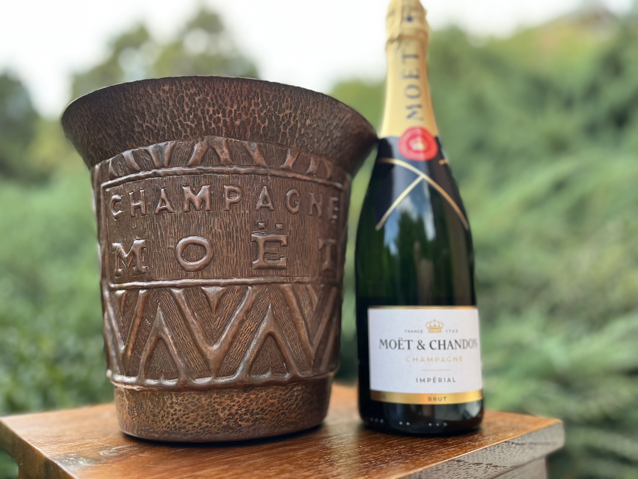 Art Deco stílusú réz pezsgőjégveder – Moët & Chandon, 1950-es évek – ELADÓ