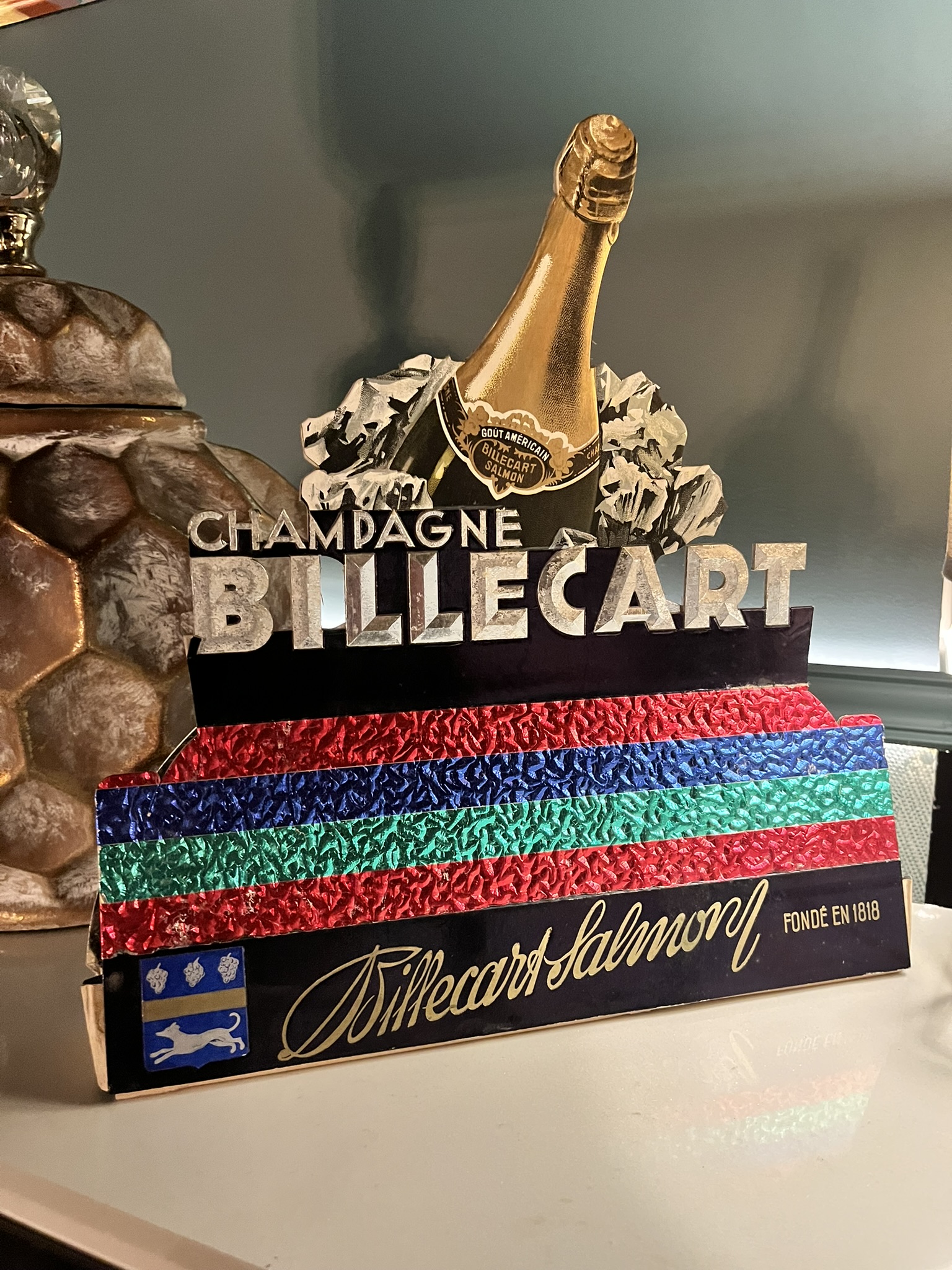 Ritka vintage Billecart-Salmon pezsgő reklámtábla az 1960–70-es évekből – ELADÓ