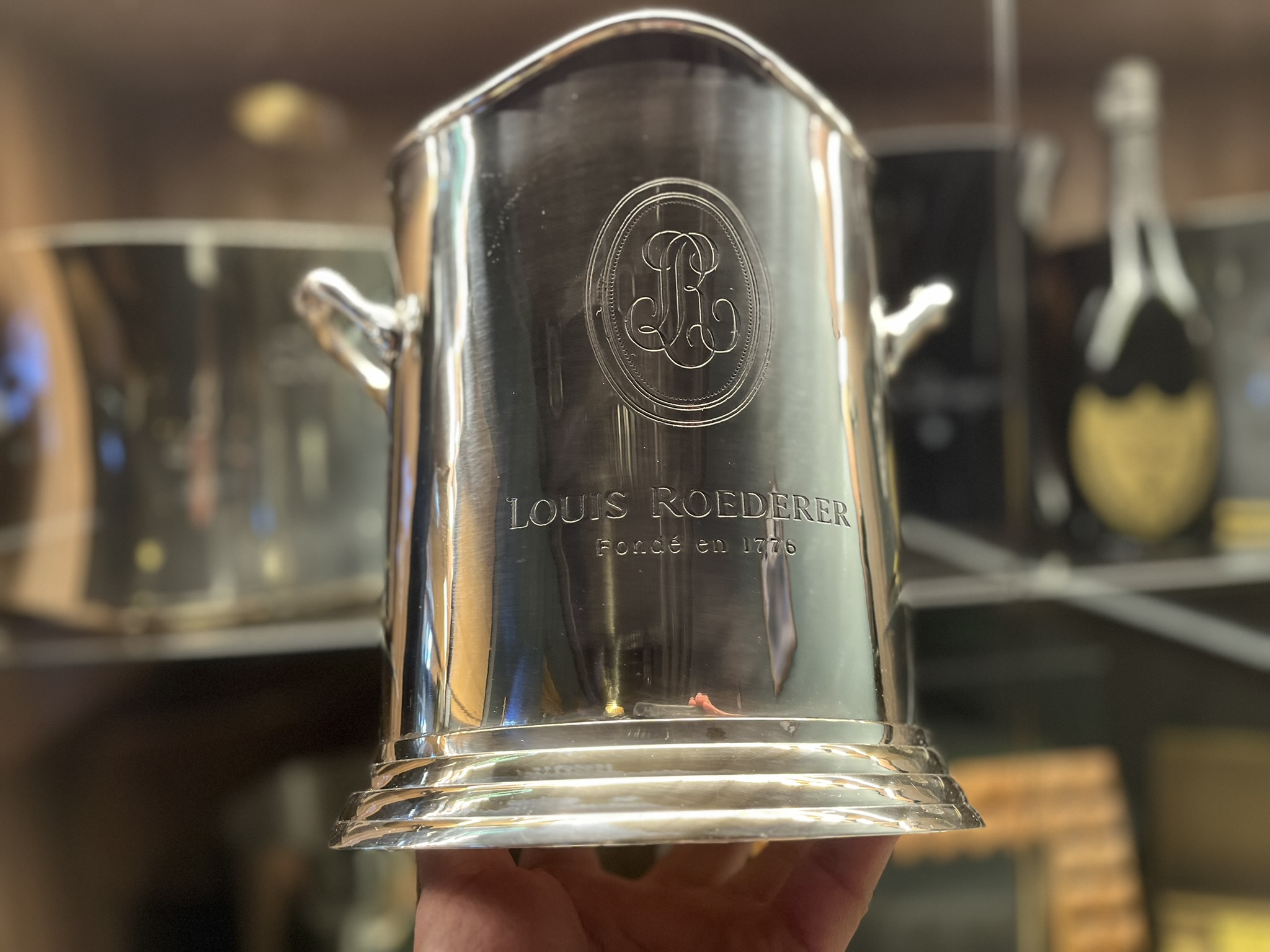Louis Roederer „Beatrice” – Ezüstözött vintage pezsgőhűtő Franciaországból – ELADÓ