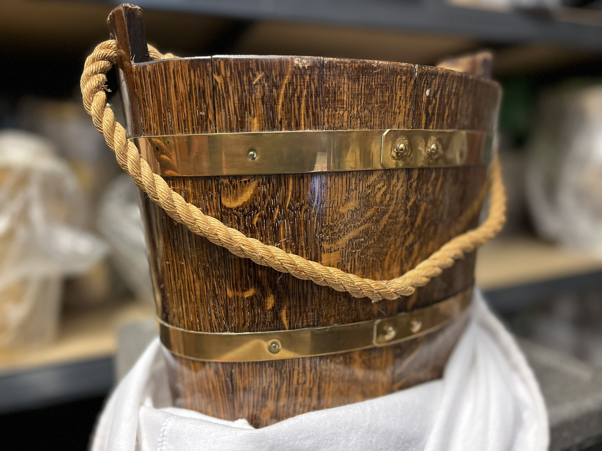 Hajókötél fogantyús tölgyfa 2 palackos hűtőveder – Géraud Lafitte 1933 – ELADÓ