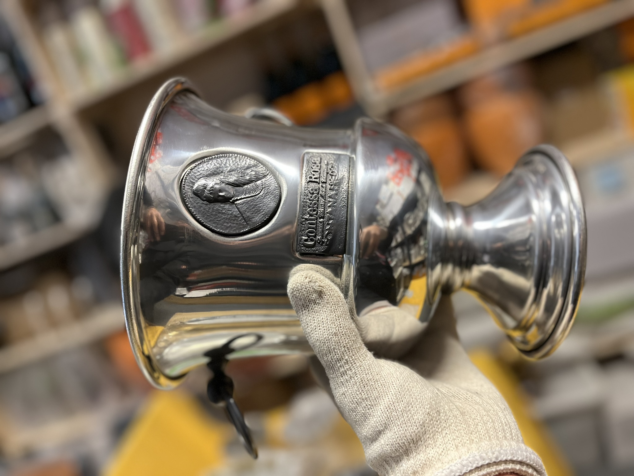 Vintage Secchiello Fontanafredda pezsgőhűtő – „Contessa Rosa” gravírozással, 1950–60-as évek – ELADÓ