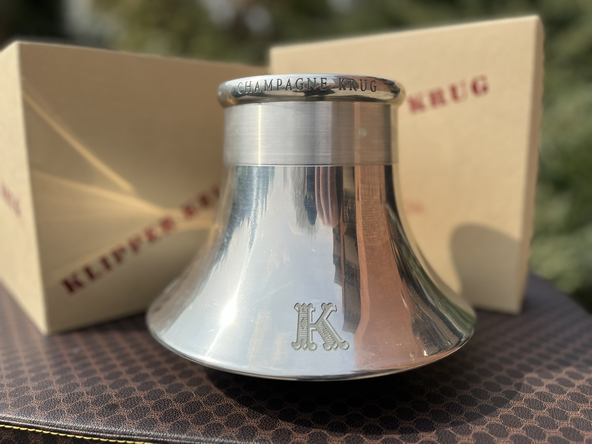 KRUG “Klipper” ón pezsgőhűtő veder – hajózási ihletésű design, eredeti dobozával (vintage) – ELADÓ