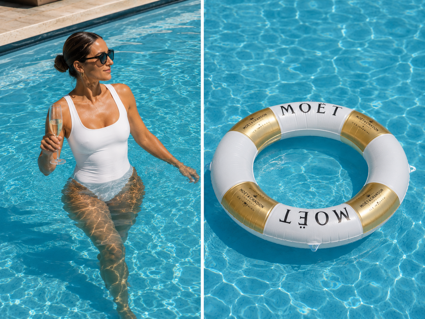 Moët & Chandon ICE IMPÉRIAL felfújható úszógumi – pezsgős medence- és yacht kiegészítő – ELADÓ