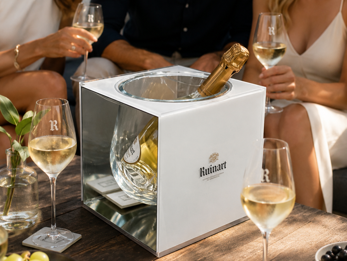 Ruinart „Upside Down” – díjnyertes dizájner pezsgőhűtő / tükörkocka (2017) – ELADÓ