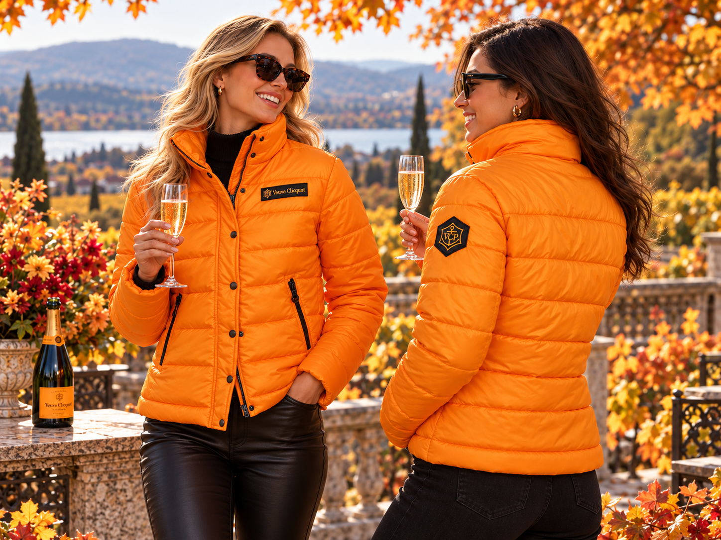 Veuve Clicquot Ponsardin – sárga steppelt síkabát, M–L méret – ELADÓ